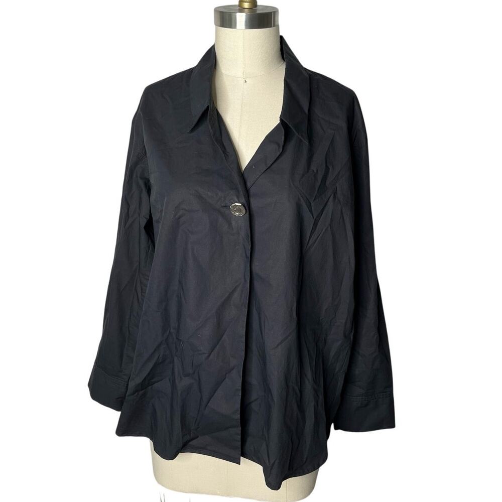 Sandro Paris Black Single Button Collared Blouse … - image 1